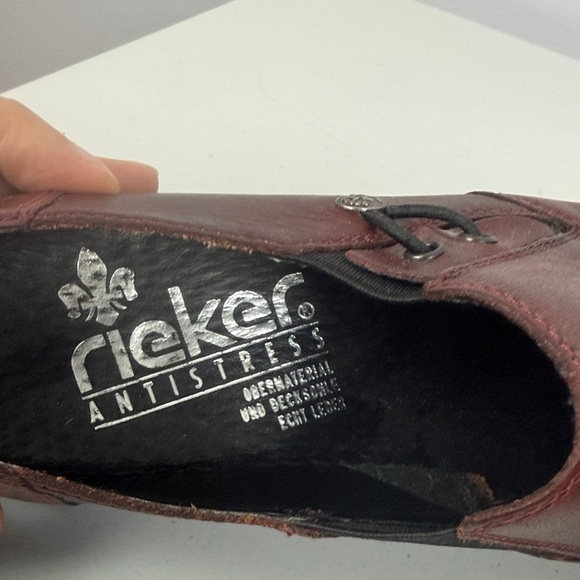 Rieker Calder Casual Comfort Leather Burgundy Slip On Loafers Size 8 - Picture 7 of 11
